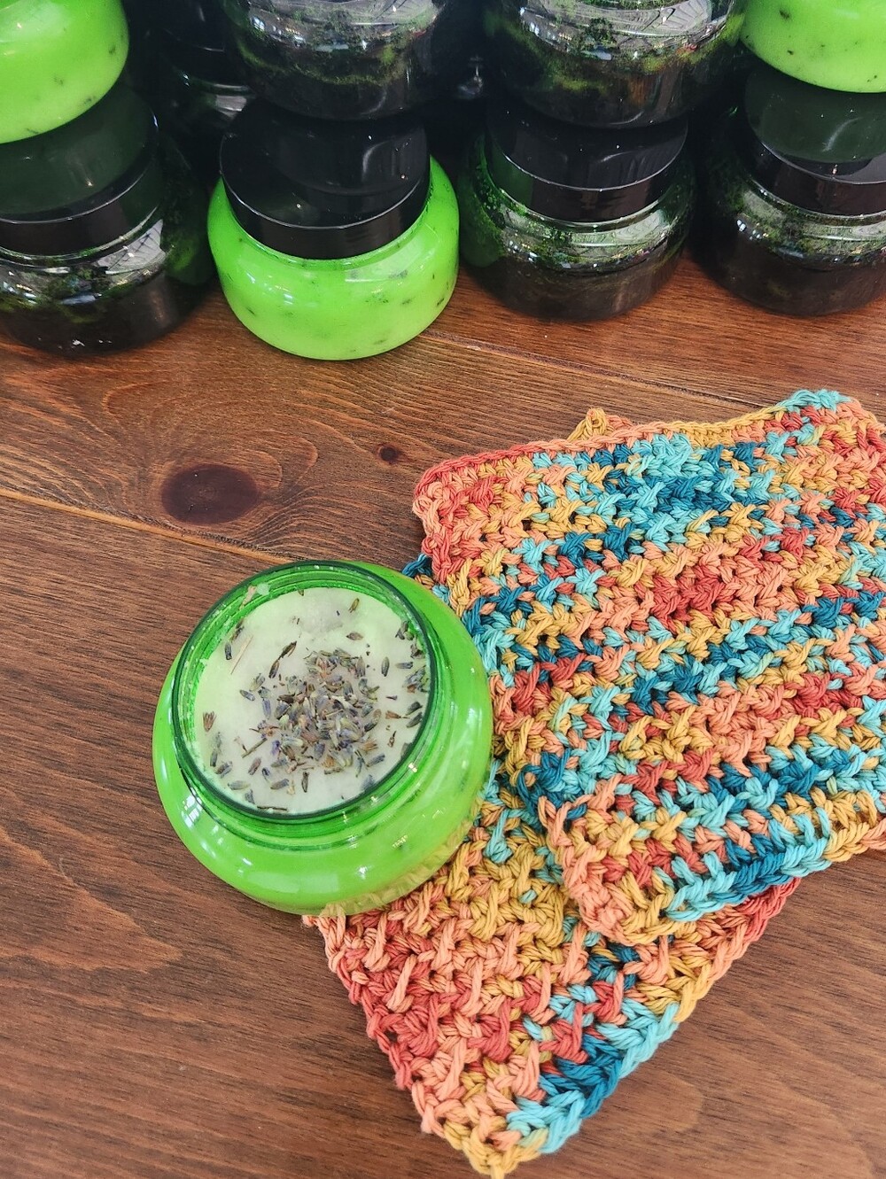 Lavender & Chamomile Handcrafted Body Scrub W/ Handmade Cloth